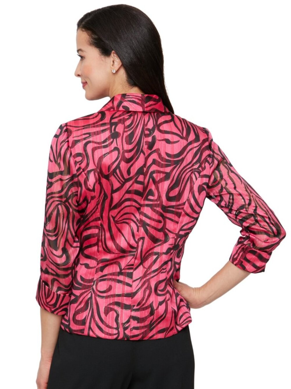 Alex Evenings Women's Printed Side-Tie Blouse Size S L - Picture 2 of 10